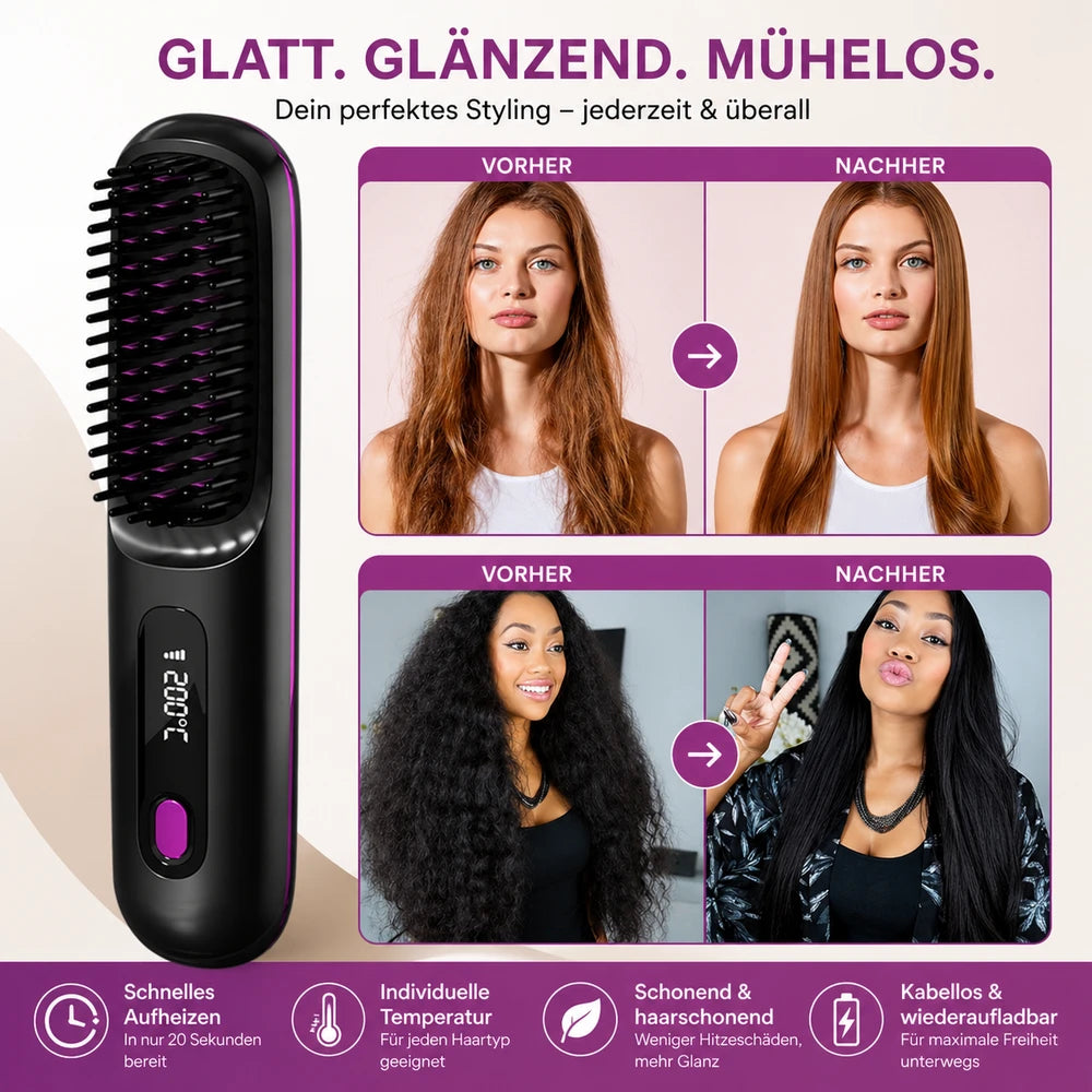LuxeBrush - Deine Premium Glättbürste für perfekten Look unterwegs