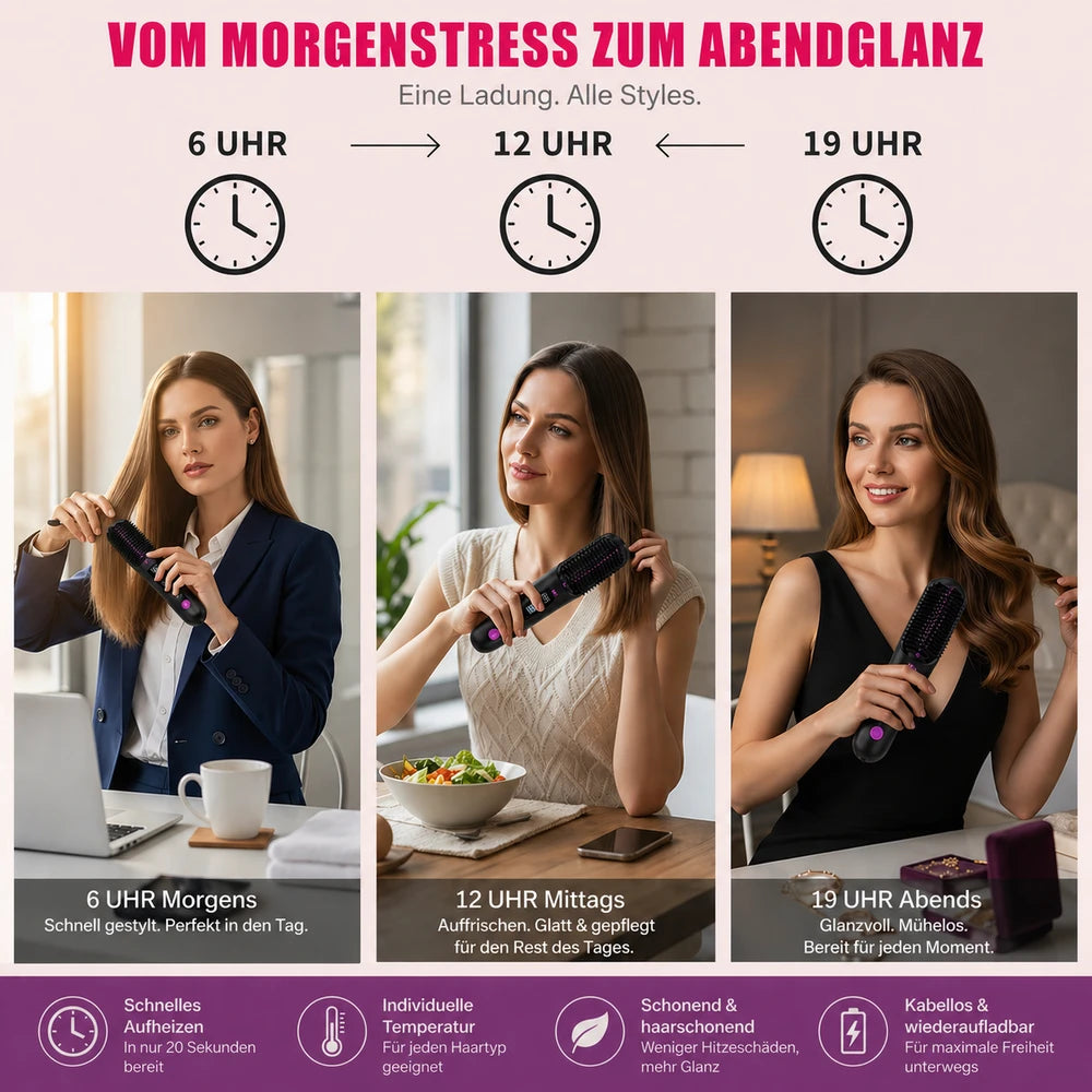 LuxeBrush - Deine Premium Glättbürste für perfekten Look unterwegs