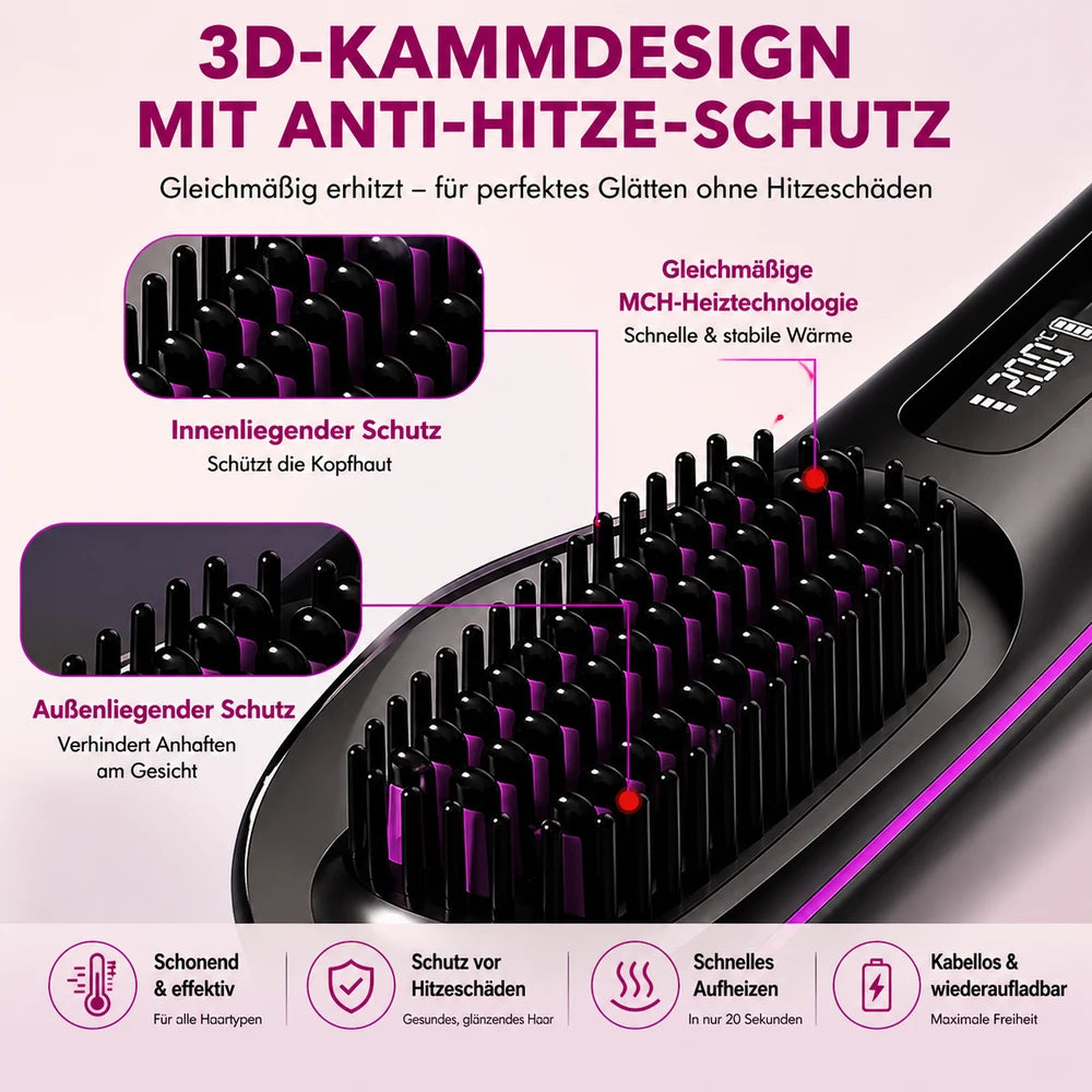 LuxeBrush - Deine Premium Glättbürste für perfekten Look unterwegs