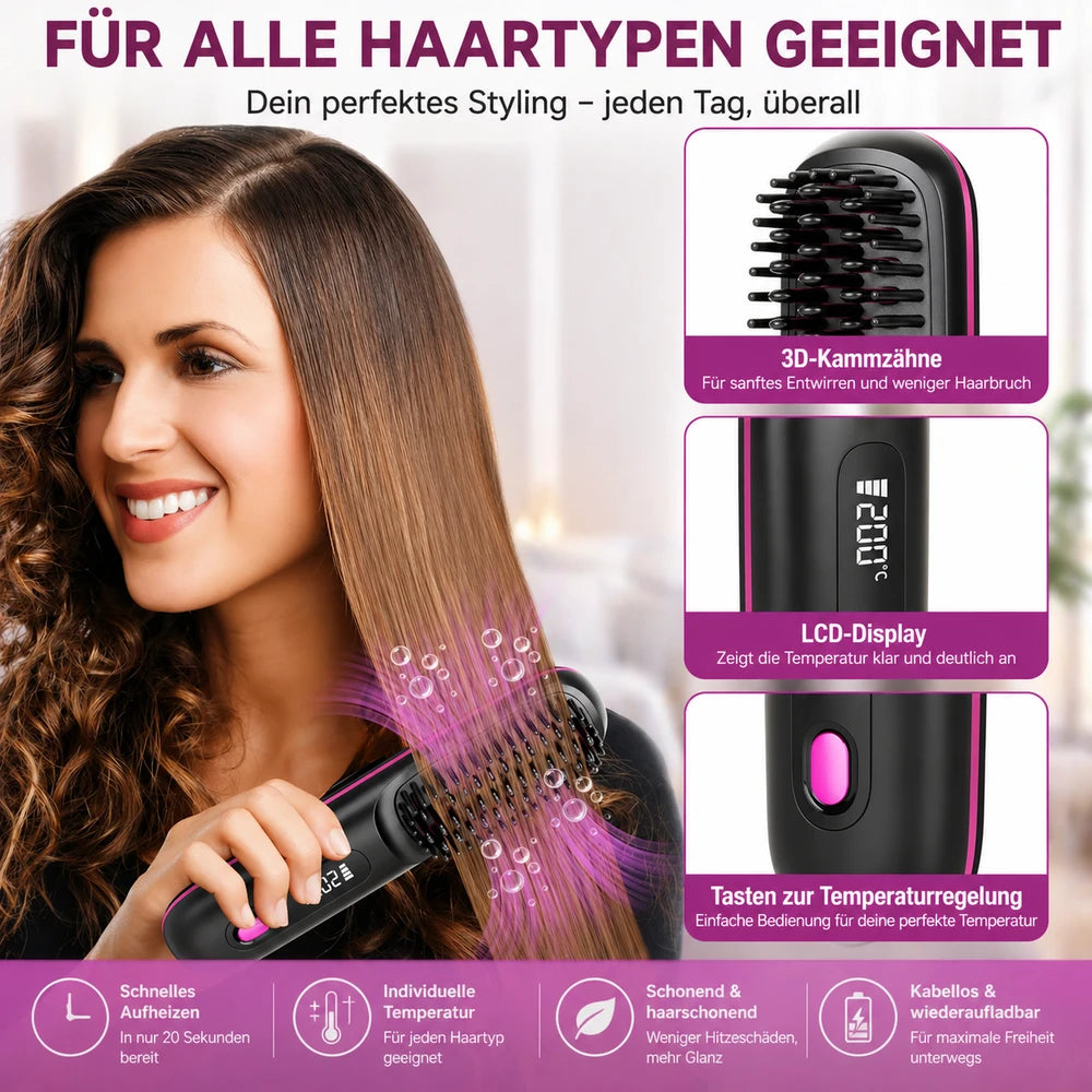 LuxeBrush - Deine Premium Glättbürste für perfekten Look unterwegs