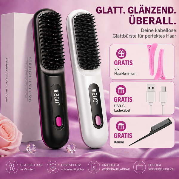 LuxeBrush Reise-Glättbürste